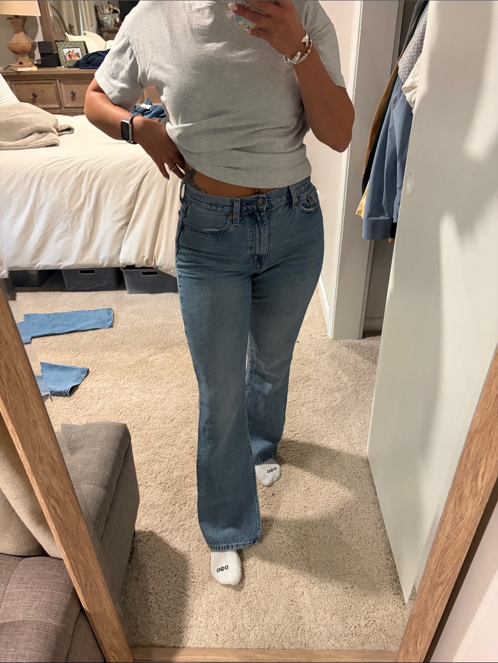pistola Medium Blue High-Rise Wide Leg Jeans